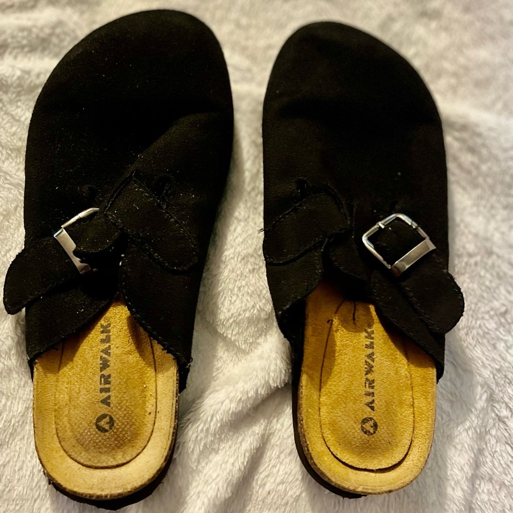 COPY - Airwalk Soft Black Suede Clog Sandals